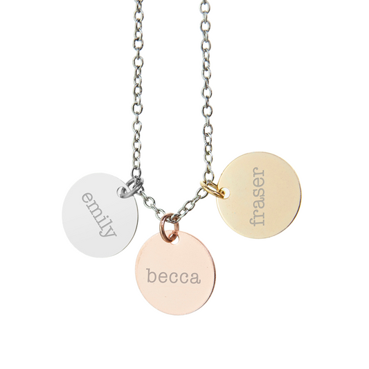 family name disc necklace