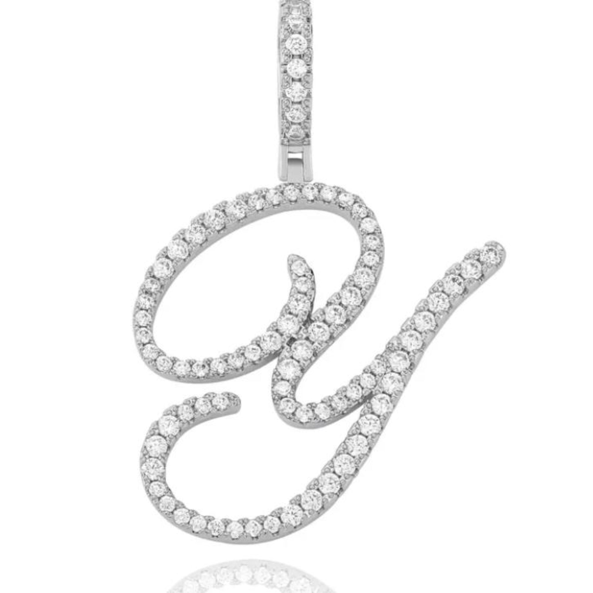 Silver diamond initial on sale necklace